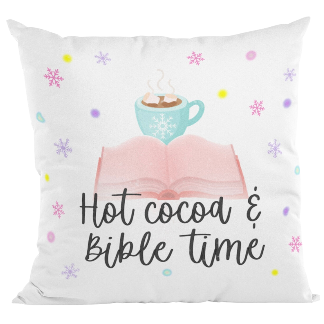 Almohada decorativa Cacao caliente y tiempo bíblico