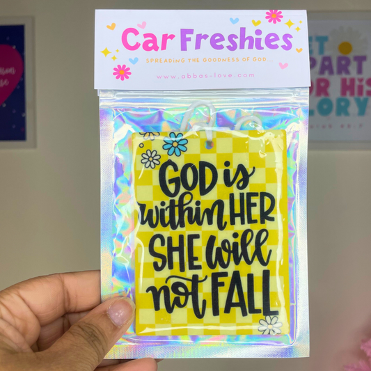 God is Within Her She Will Not Fail Car Freshie
