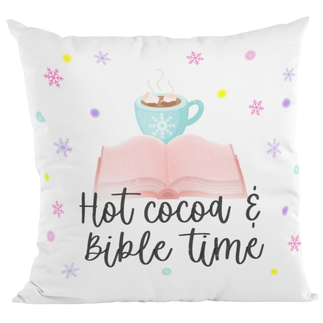 Hot Cocoa and Bible time Decorative Pillow