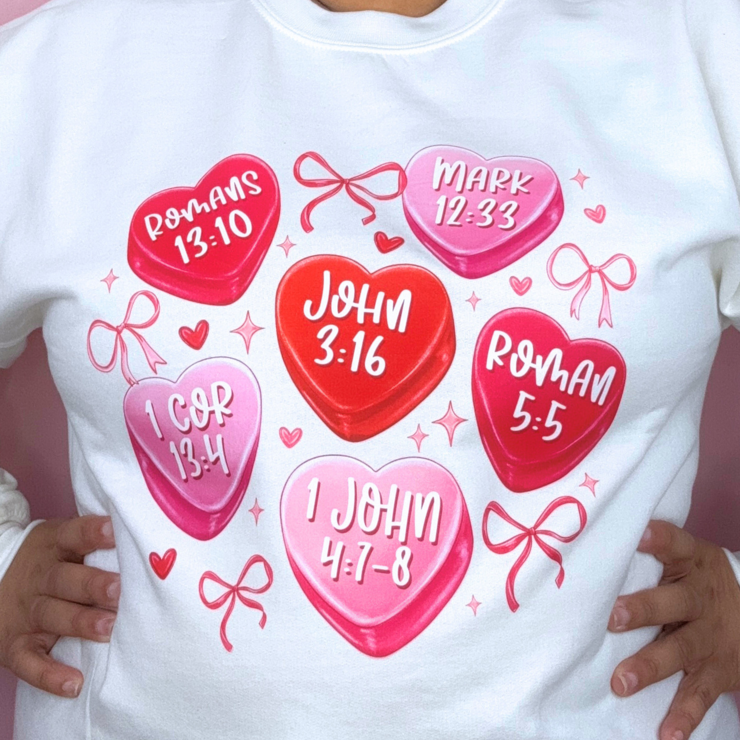 Lovely Hearts with Bible Verse Sweatshirt