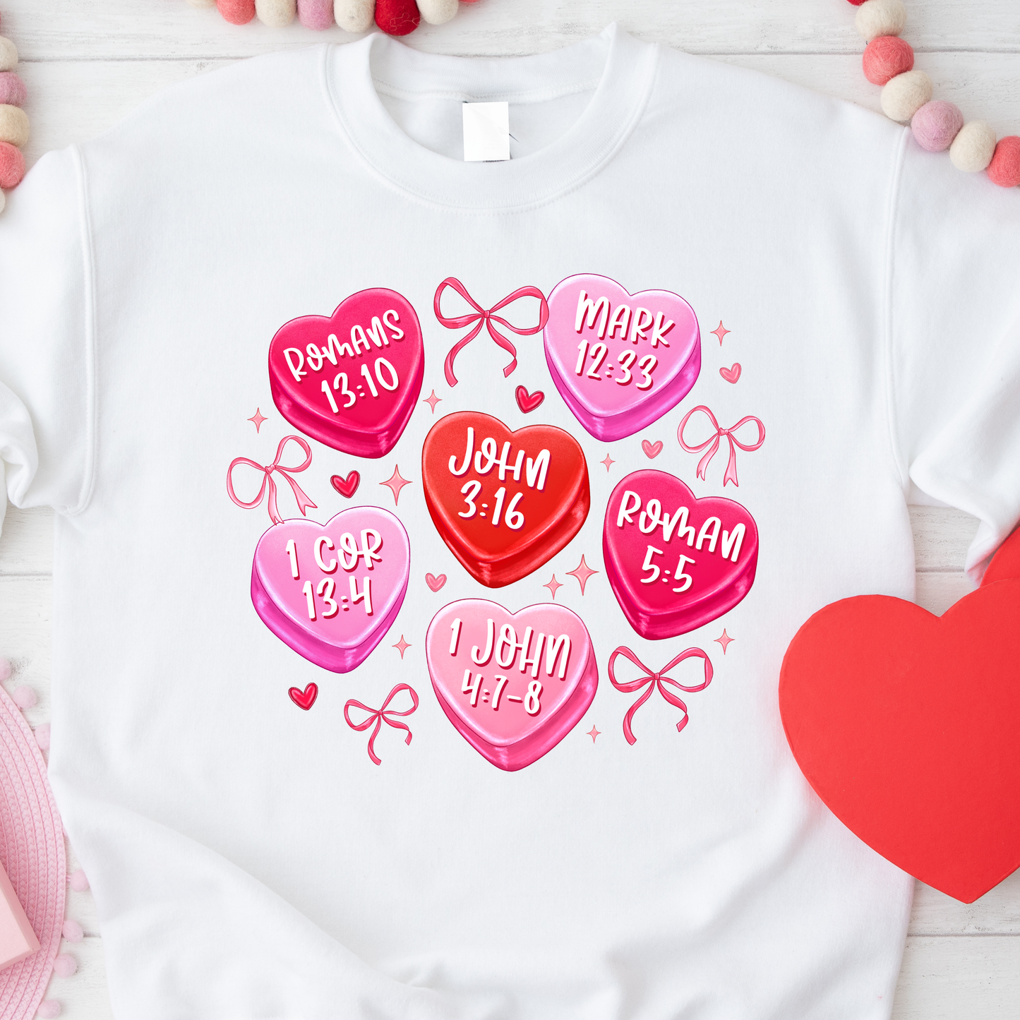 Lovely Hearts with Bible Verse Sweatshirt