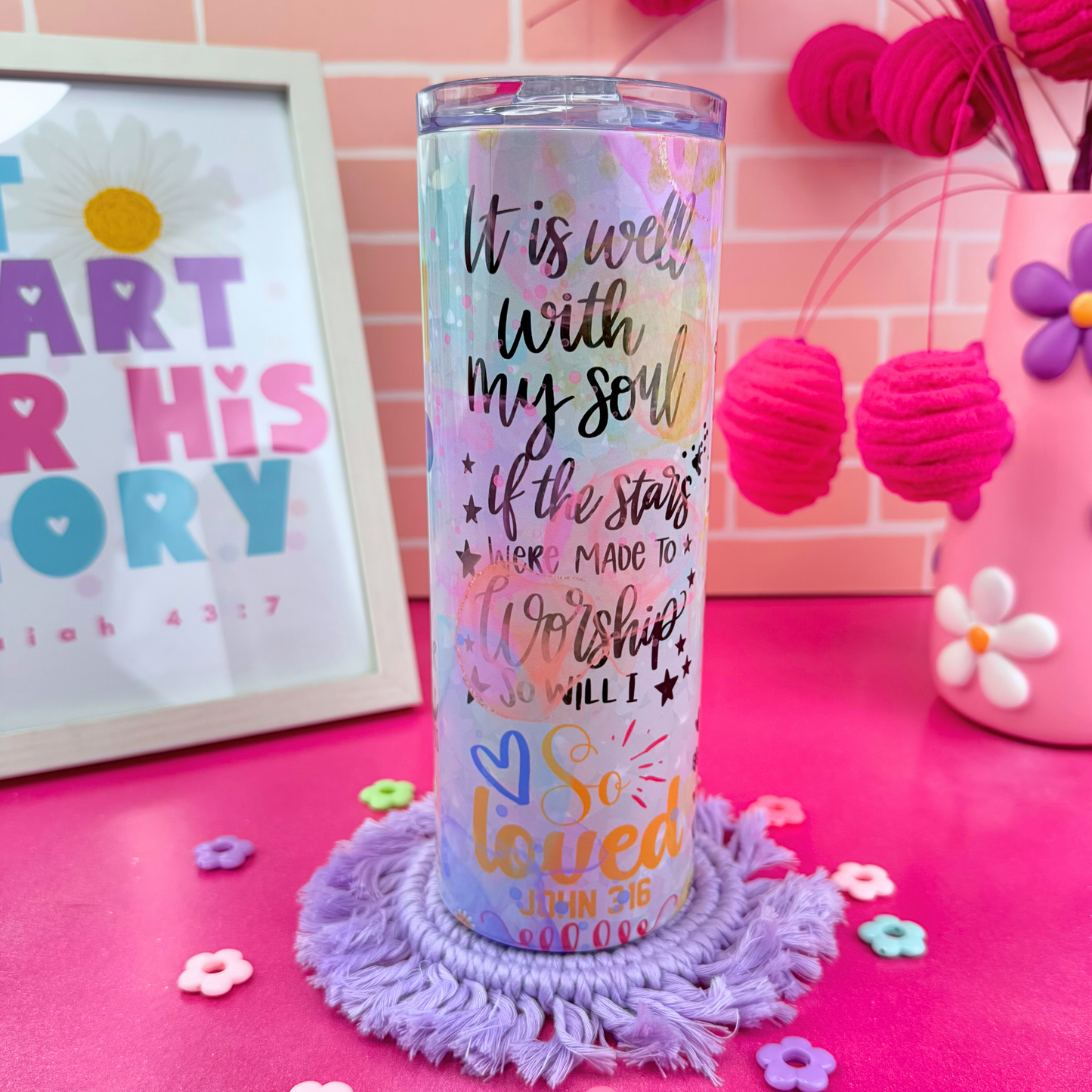 Fun and Colorful Biblical Affirmations Tumbler 20 Oz.