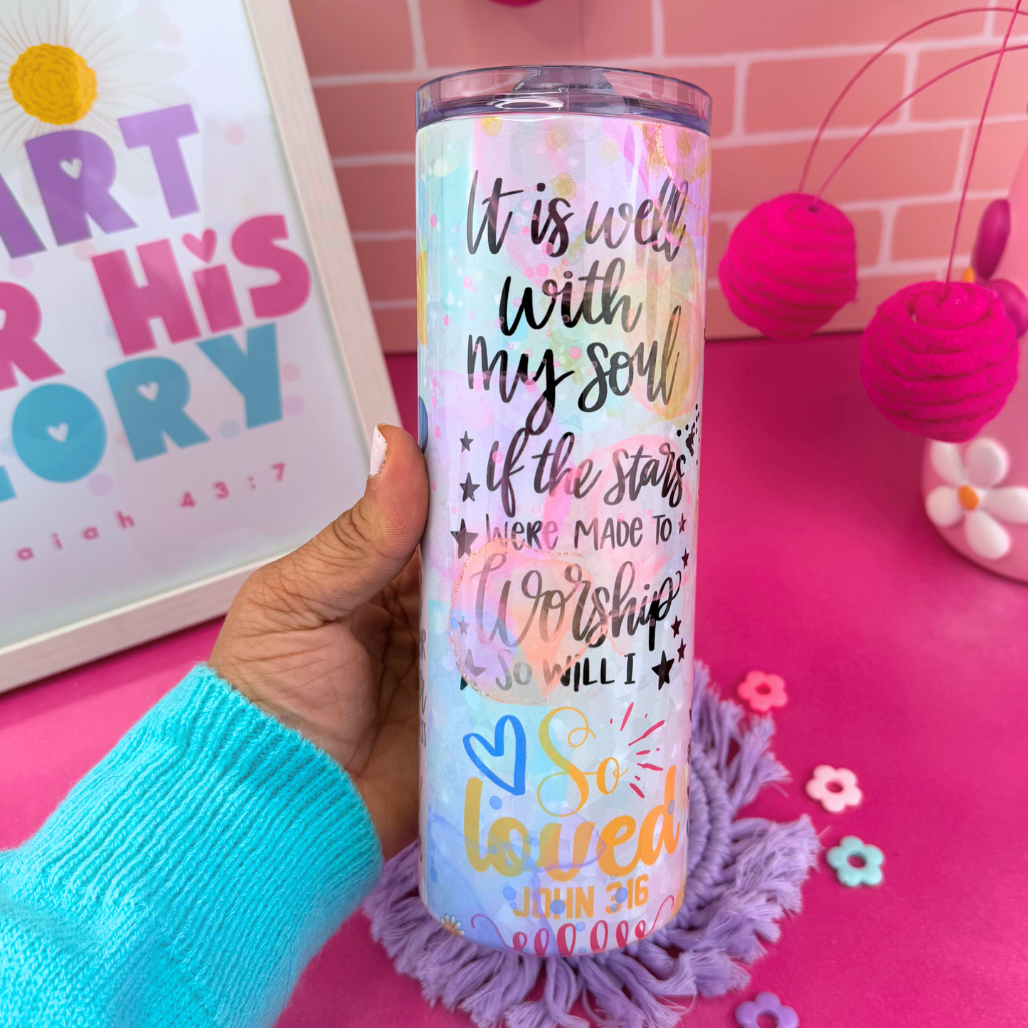 Fun and Colorful Biblical Affirmations Tumbler 20 Oz.