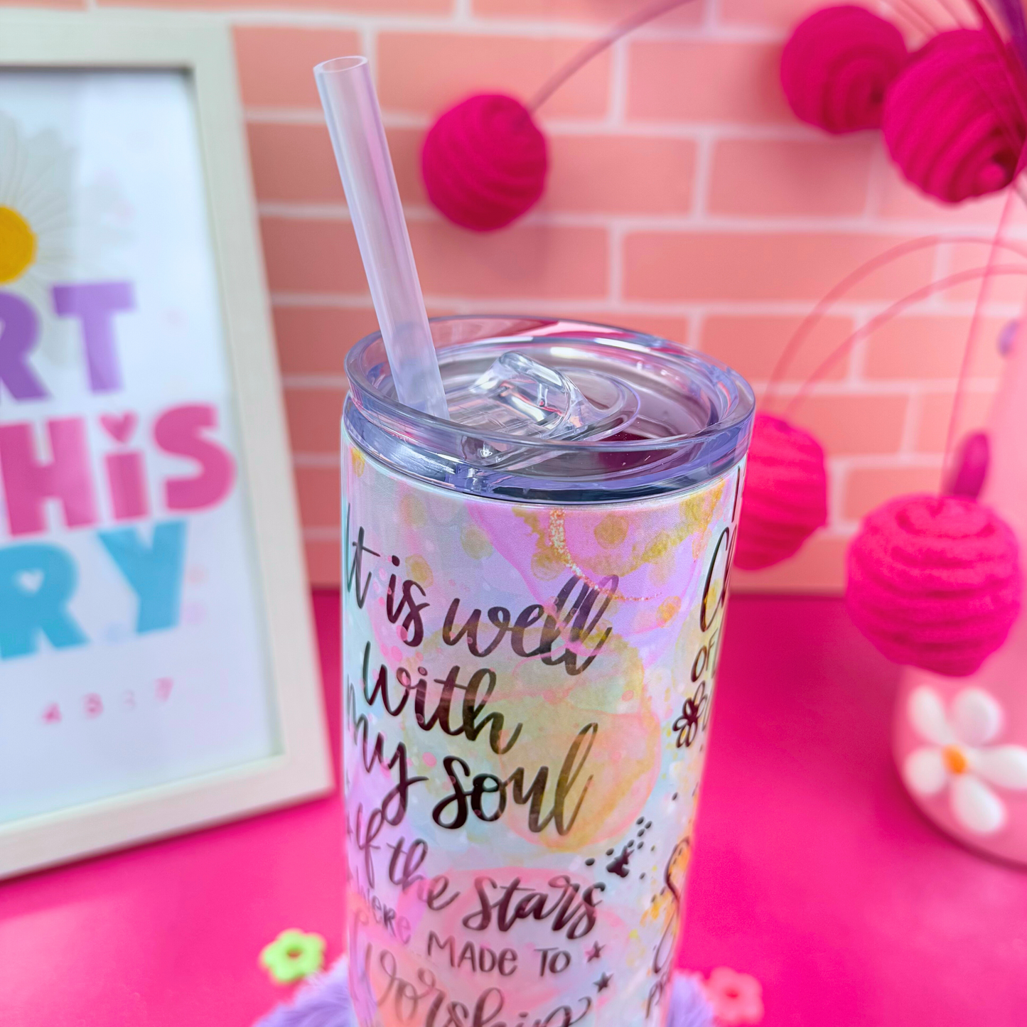 Fun and Colorful Biblical Affirmations Tumbler 20 Oz.