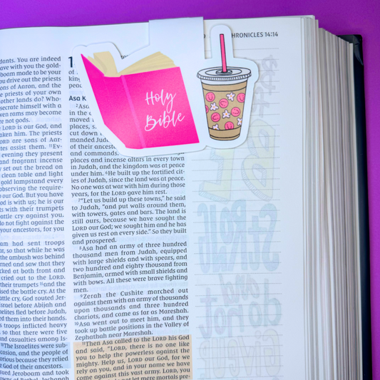 Bible and Iced Coffee Magnetic Bookmark