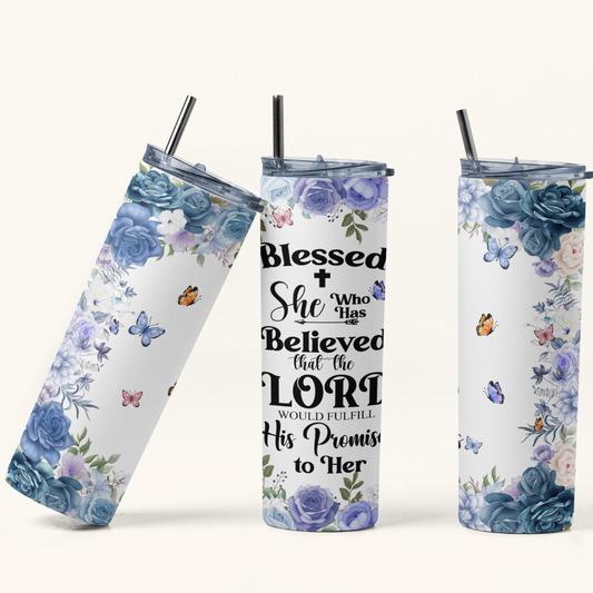 BLESSED IS SHE TUMBLER 20 OZ.